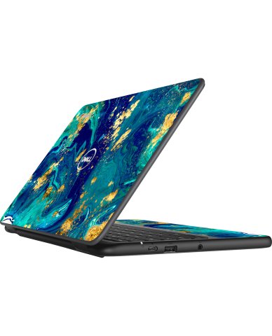 Dell Chromebook 11 3100 BLUE AND GOLD MARBLE Laptop Skin