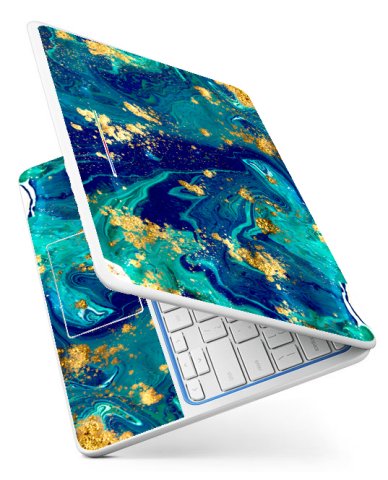 HP Chromebook 11 1101 BLUE AND GOLD MARBLE Laptop Skin