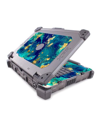 Dell Latitude E6420 XFR BLUE AND GOLD MARBLE Laptop Skin
