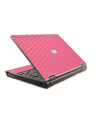 Pink With Gold Hearts HP Compaq 6910P Laptop Skin