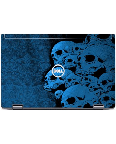 Dell Latitude Silver 7420 2 in 1 BLUE BLACK SKULLS Laptop Skin