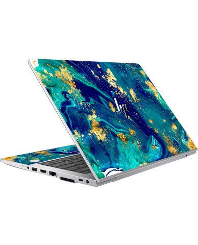 HP EliteBook 830 G5 BLUE AND GOLD MARBLE Laptop Skin