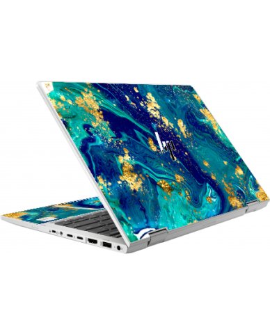 HP EliteBook X360 830 G6 BLUE AND GOLD MARBLE Laptop Skin