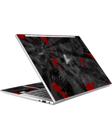 HP EliteBook 840 G10 BLACK SKULLS RED Laptop Skin
