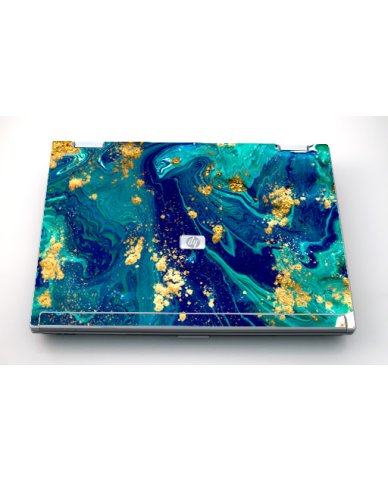 HP Compaq 8530P BLUE AND GOLD MARBLE Laptop Skin