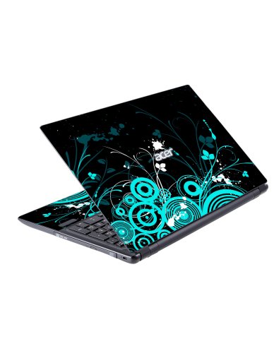 Acer Aspire V5 571 BLACK AND BABY BLUE BUTTERFLIES Laptop Skin
