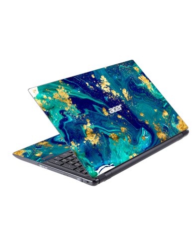 Acer Aspire V5 571 BLUE AND GOLD MARBLE Laptop Skin