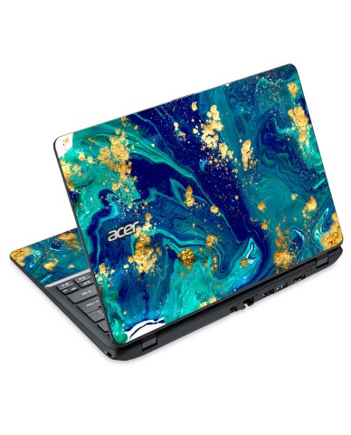 Acer Travelmate B115-M BLUE AND GOLD MARBLE Laptop Skin