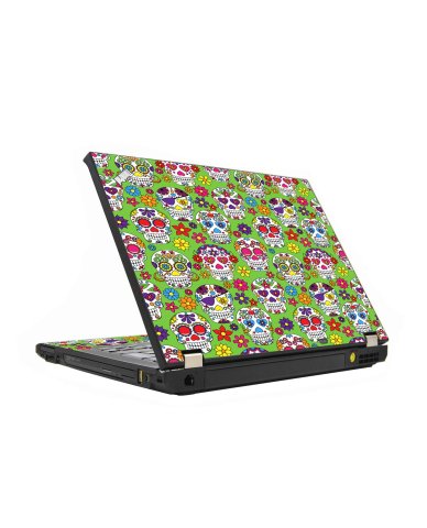 Green Sugar Skulls IBM Lenovo ThinkPad T430s Laptop Skin
