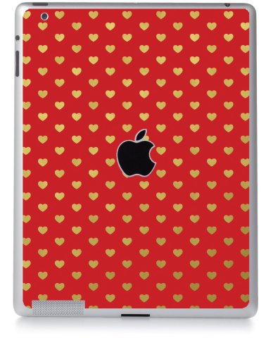 RED GOLD HEARTS Apple iPad 2 A1395 SKIN
