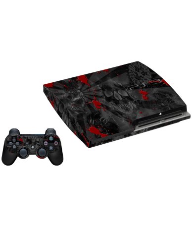 BLACK SKULL RED PLAYSTATION 3 GAME CONSOLE SKIN