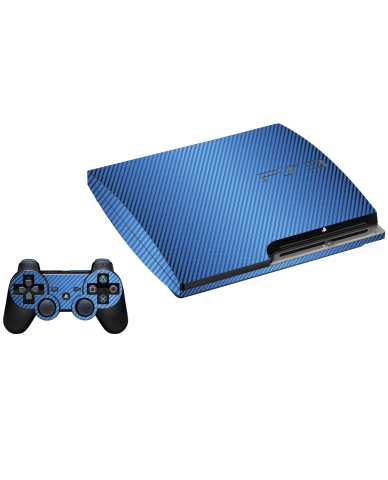 BLUE TEXTURED CARBON FIBER PLAYSTATION 3 GAME CONSOLE SKIN