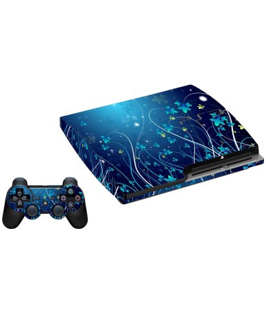 BLUE FLOWER PLAYSTATION 3 GAME CONSOLE SKIN
