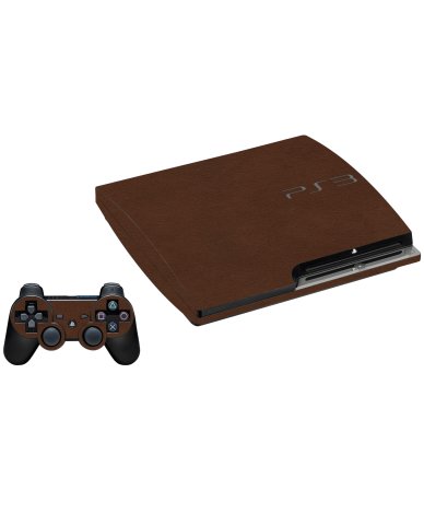 BROWN LEATHER PLAYSTATION 3 GAME CONSOLE SKIN