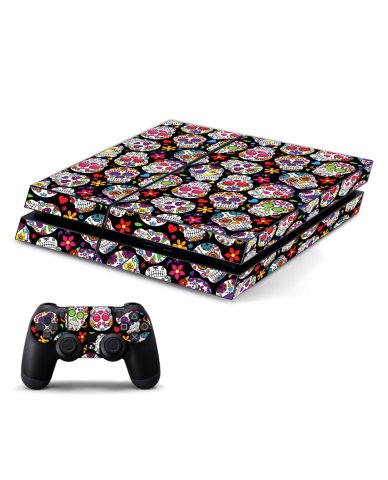 SUGAR SKULLS BLACK FLOWERS PLAYSTATION 4 GAME CONSOLE 
LAPTOP SKIN