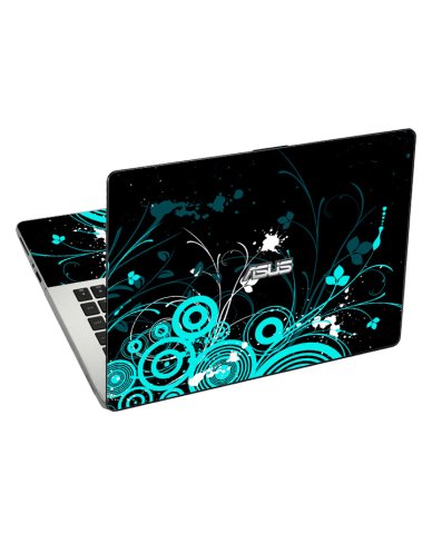 X201E Vivobook BLACK AND BABY BLUE BUTTERFLIES Laptop Skin