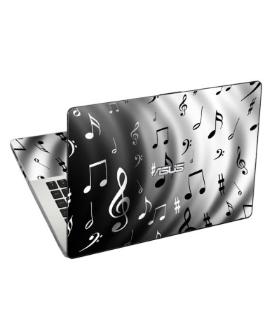 X201E Vivobook BLACK AND WHITE MUSIC NOTES Laptop Skin