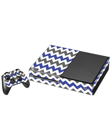 GREY BLUE CHEVRON XBOX ONE GAME CONSOLE SKIN