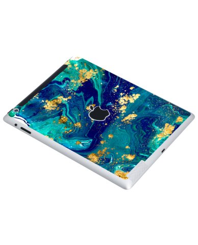 Apple iPad 4 A1460  (Wifi, Cell)   BLUE AND GOLD MARBLE Laptop Skin