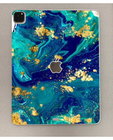 Apple iPad Pro 4 12.9" A2229 (Wifi)  BLUE AND GOLD MARBLE Laptop Skin