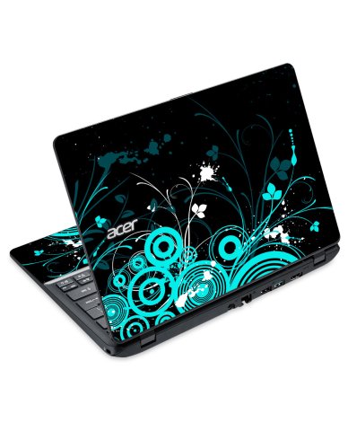 Acer Travelmate B115-M Touchscreen BLACK AND BABY BLUE BUTTERFLIES Laptop Skin