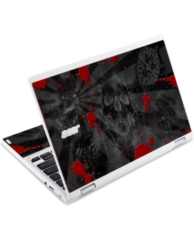Acer  Chromebook CB3-131 BLACK SKULLS RED Laptop Skin