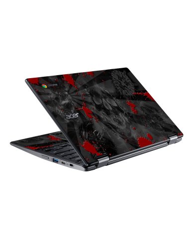 Acer  Chromebook Spin 511 R752T-C3M5 BLACK SKULLS RED Laptop Skin