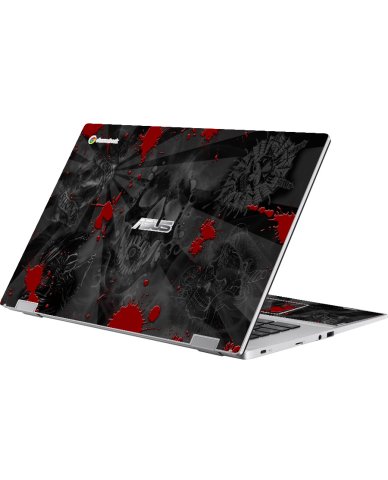 Asus Chromebook CX1700CK BLACK SKULLS RED Laptop Skin