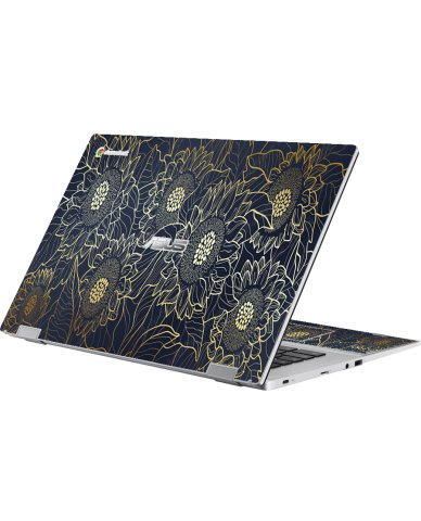 Asus Chromebook CX1700CK ETCHED SUNFLOWERS Laptop Skin