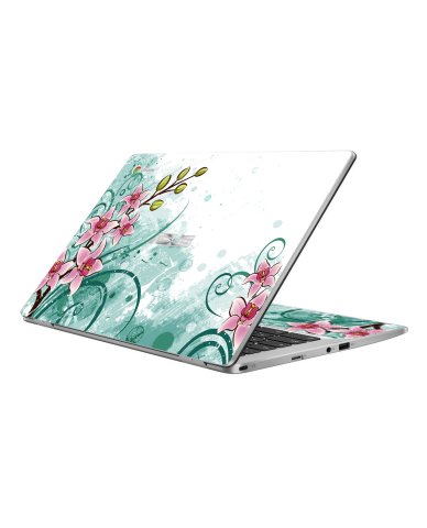 ASUS Chromebook C423NA PINK LILY WATERCOLOR Laptop Skin