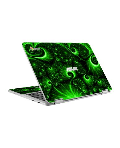 Asus Chromebook C302C Flip GREEN SWIRLS Laptop Skin
