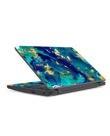 Acer Chromebook C731T BLUE AND GOLD MARBLE Laptop Skin