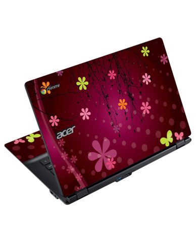 Acer Chromebook C810 RETRO PINK FLOWERS Laptop Skin