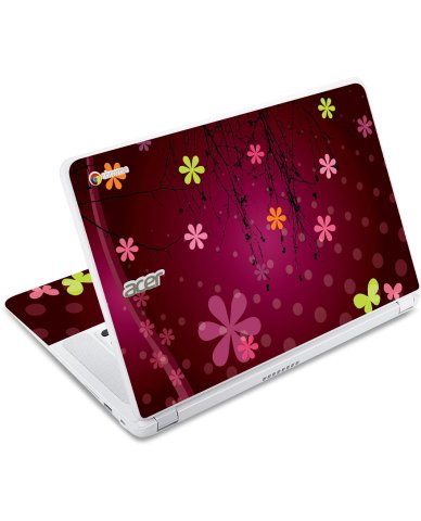 Acer Chromebook CB5-571 RETRO PINK FLOWERS Laptop Skin