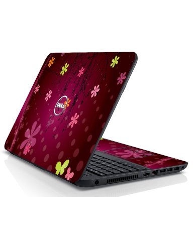 Dell Inspiron 15 3521 RETRO PINK FLOWERS Laptop Skin