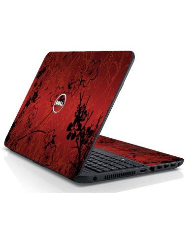 Dell Inspiron 15 3537 RETRO RED FLOWERS Laptop Skin