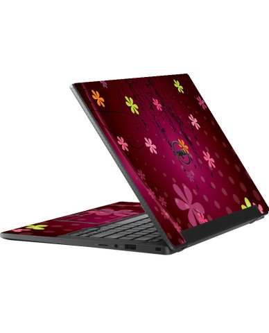 Dell Latitude 7370 RETRO PINK FLOWERS Laptop Skin