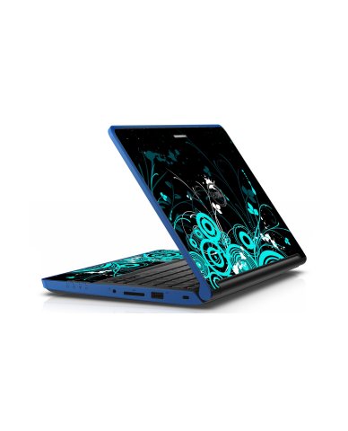 Dell Latitude 11 3150 BLACK AND BABY BLUE BUTTERFLY Laptop Skin