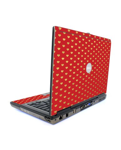 Red Gold Hearts Dell D820 Laptop Skin