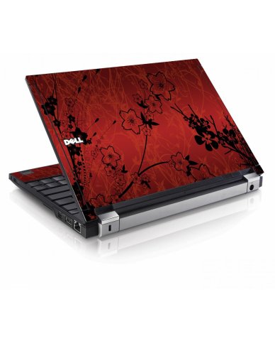 Retro Red Flowers Dell E4200 Laptop Skin