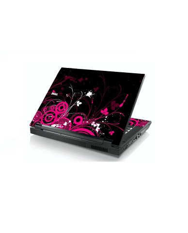 Black Pink Butterfly Dell E5400 Laptop Skin