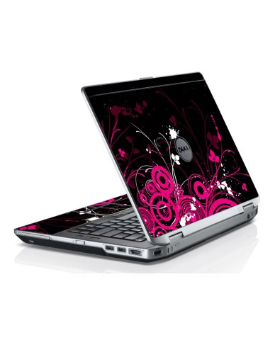 Black Pink Butterfly Dell E6220 Laptop Skin