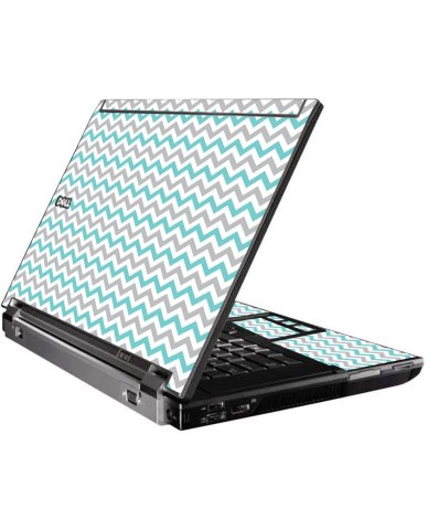 Teal Grey Chevron Waves Dell M4400 Laptop Skin