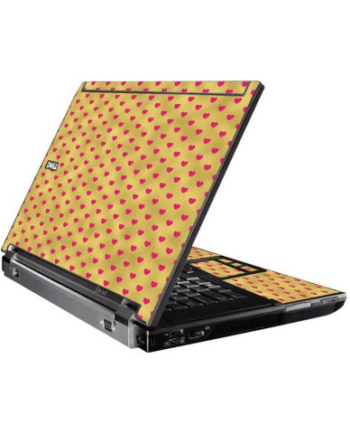 Gold Pink Hearts Dell M4500 Laptop Skin