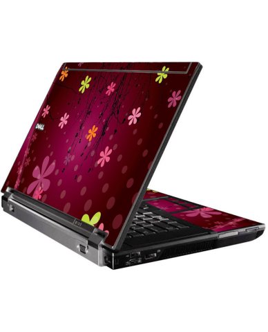 Retro Pink Flowers Dell M4500 Laptop Skin