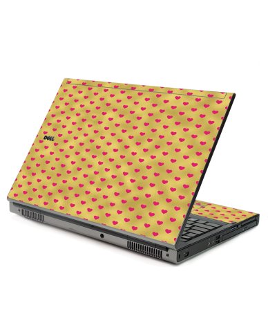 Gold Pink Hearts Dell M6400 Laptop Skin