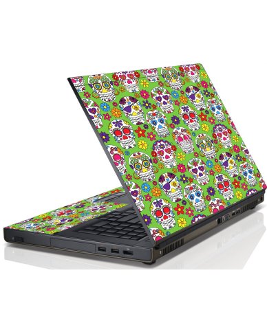 Green Sugar Skulls Dell M6600 Laptop Skin