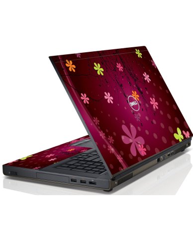 Retro Pink Flowers Dell M6600 Laptop Skin