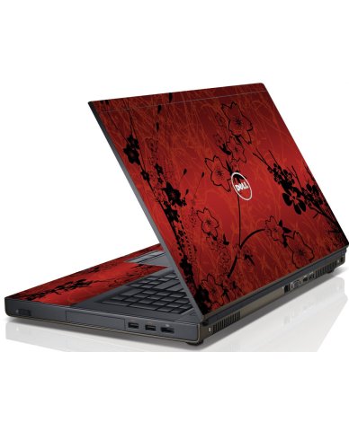 Retro Red Flowers Dell M6600 Laptop Skin