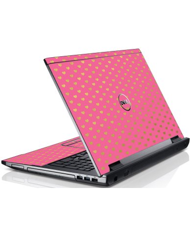 Pink With Gold Hearts Dell V3550 Laptop Skin